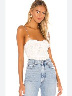superdown Lace Sweetheart Bodysuit in White